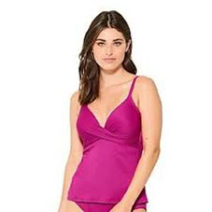 Freshwater 2 pc pink‎ tankini top + tummy slimming bottoms XXL